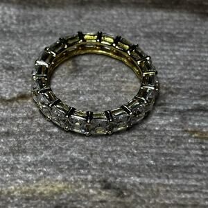 Gold Tone 3mm Square Cut CZ Eternity Band Ring- Size 9